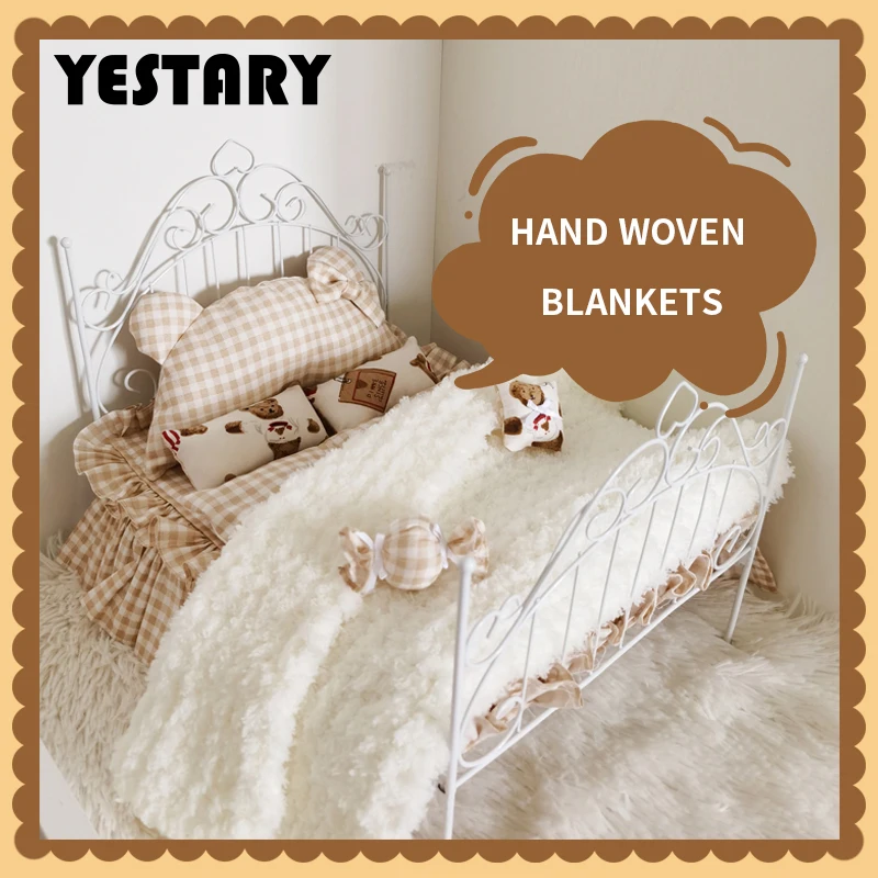 YESTARY BJD 1/6 Dollhouse Accessories 8pcs Bedding Set Furniture for Barbie Blythe 20cm Cotton Dollhouse Furniture Decoration