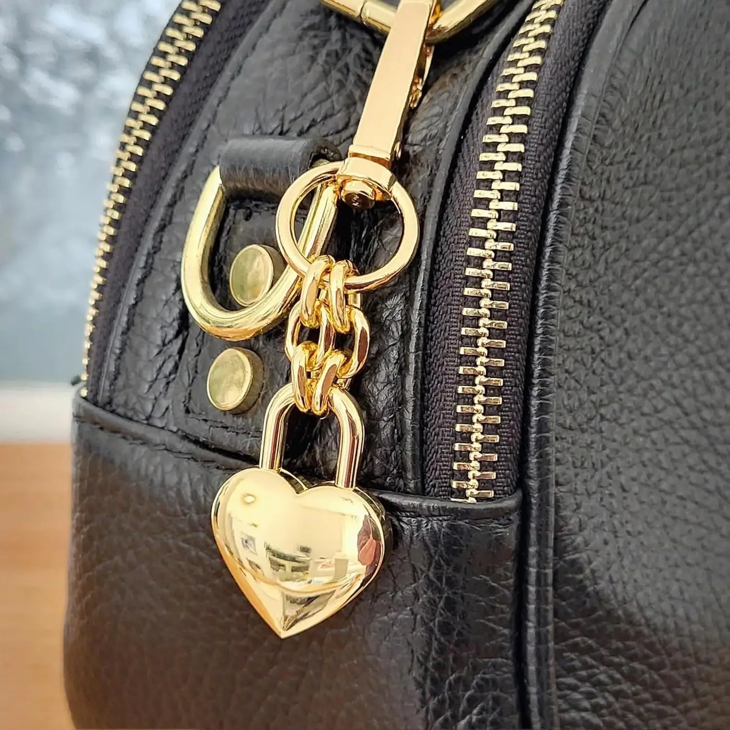 Gold Heart Padlock Bag Charms Heart Shaped Lock Keychain Accessories for Women Handbag Purse Charm Chain Gift