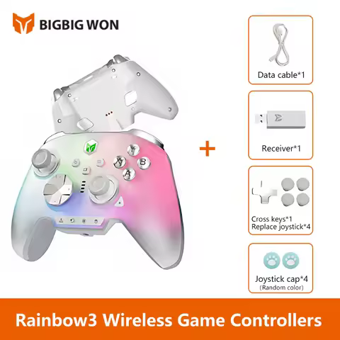 BIGBIG WON Rainbow3 Wireless Game Controllers NearLink 2.4G Hall Joystick Micro Motion Button RGB Gamepad for PC/Switch/XBox