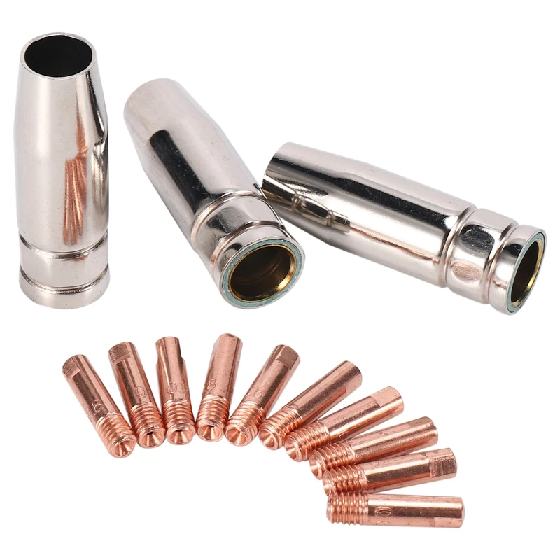 13Pcs CO2 Mig Welding Torch Aircooled MB 15AK Contact Tip Holder Gas Nozzle 0.8mm Welder Shield Shroud Nozzle Tip Kit