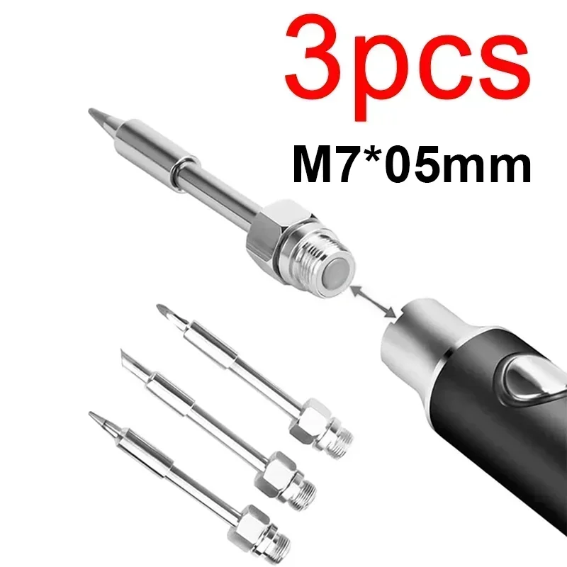 

3pcs 510 Interface Soldering Iron Head M7*0.5mm Thread Mini Soldering Iron Tips For 8-10W Battery Soldering Iron Mainframe