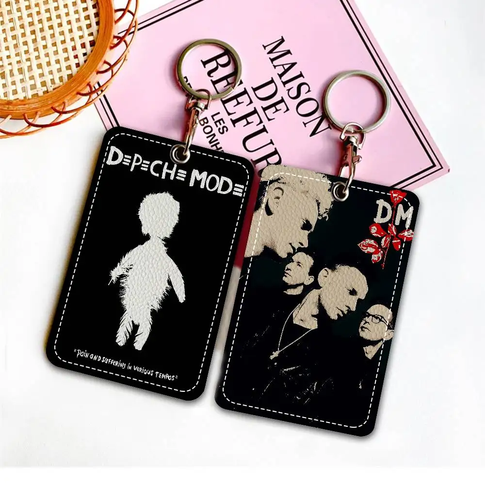 

D-Depeche-M-Mode Singer PU Soft Leather Rectangular Key Card Holder Induction Elevator Protection Cover Youth Faion Accory