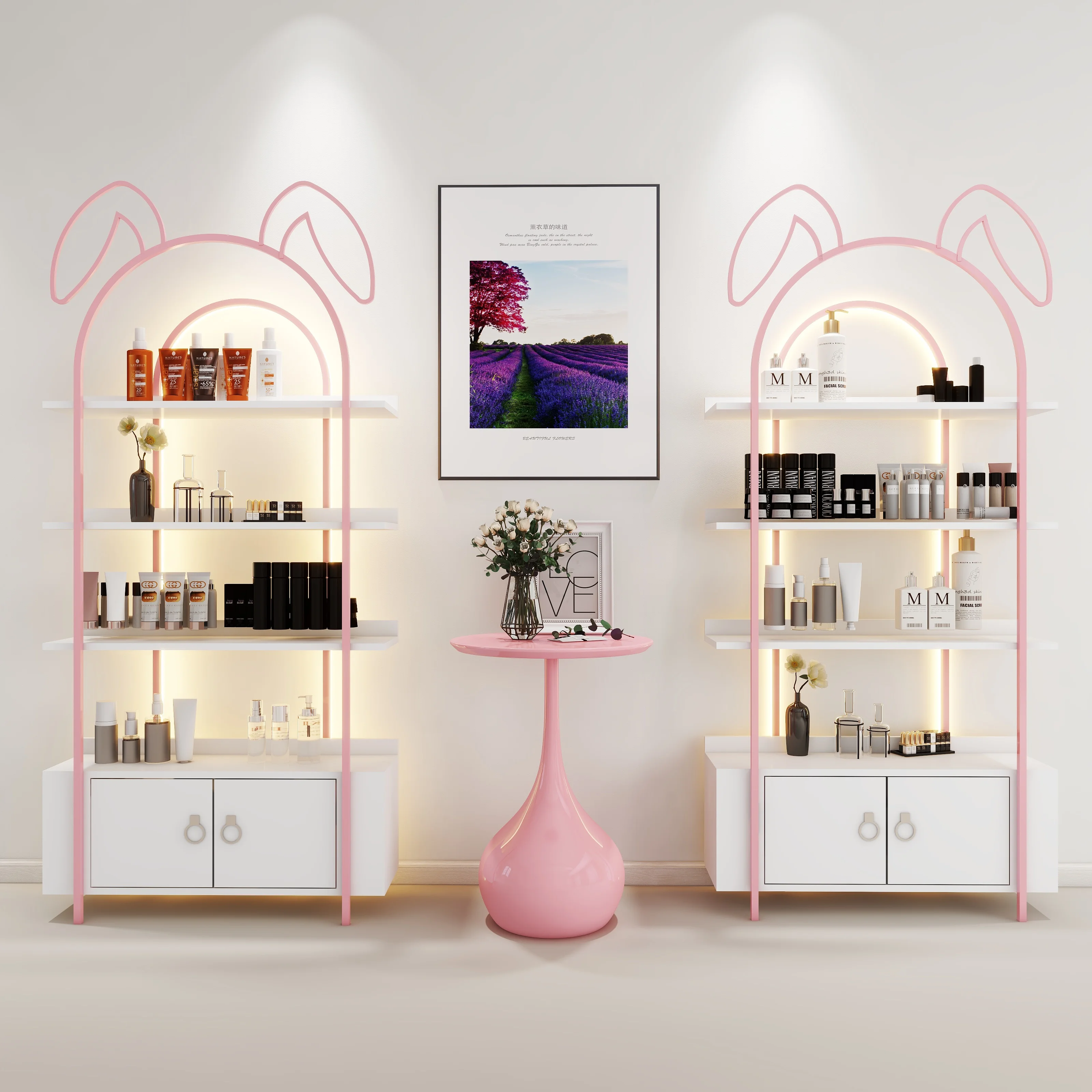 Beauty Salon Product Display Cabinet, Shoe Store Shoe Rack, Sample Cosmetic Nail Rack, Office Shelf