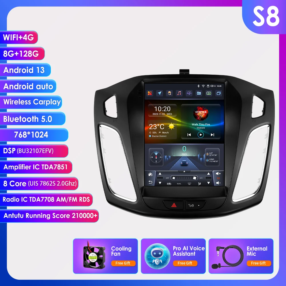 Hizpo voor Tesla Stijl Carplay Android Autoradio voor Ford Focus MK3 2012-2018 Multimedia Video Player Navigatie GPS auto Stereo - afbeelding 1