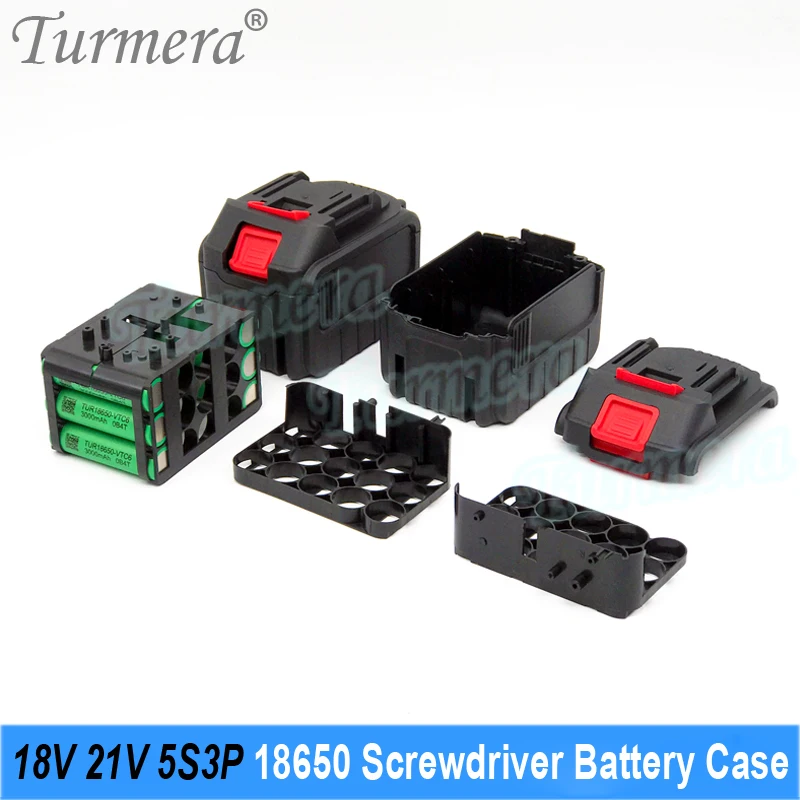 Turmera 18V 21V Screwdriver Battery Case 35A BMS 5S3P 15X 18650 Battery Holder Weld Nickel for 6Ah 9Ah Electric Drill Shura  Use