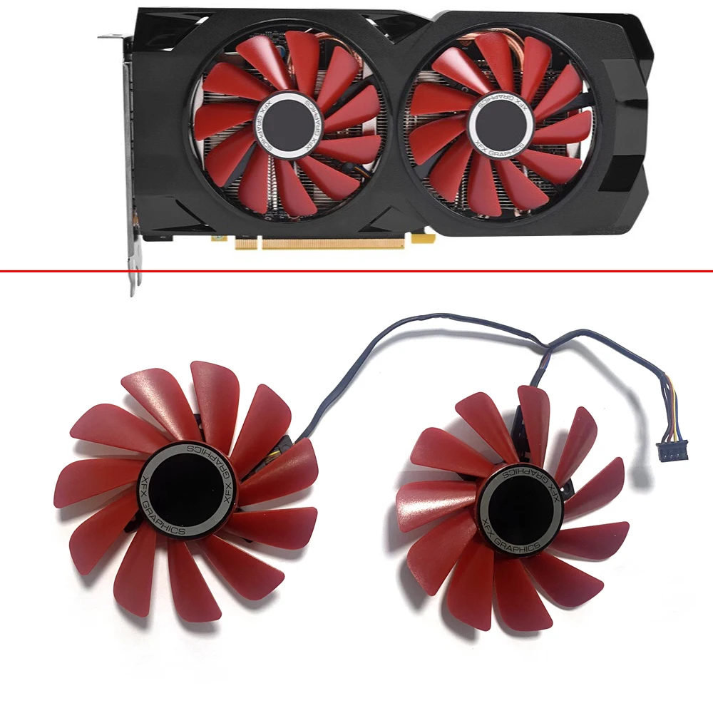 

2PCS 85MM Diameter RX-570-RS RX-580-RS FDC10U12S9-C For XFX RX570 RS RX580 RS Video Graphics Cards Cooling As Replacement Fan