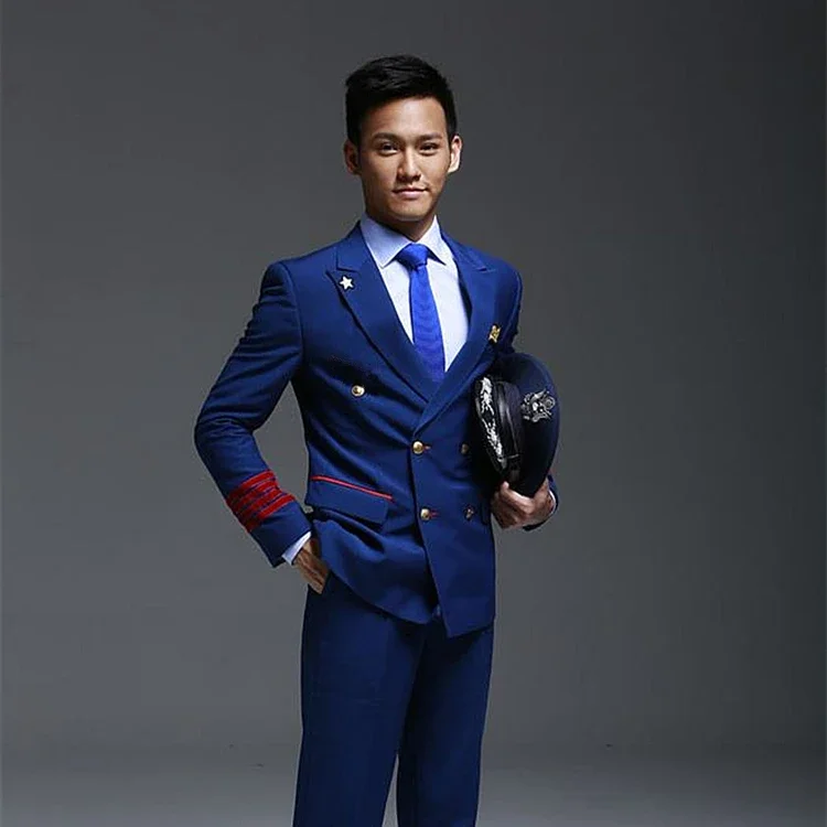 Captain uniform men air force flight Suits property aviation school student Jacket + Pants annual meeting performance uniform