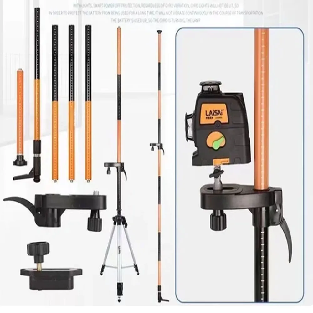 Multifunction 3.36M Laser Level Extend Bracket Telescopic Rod 5/8 and 1/4 Interface Elongation Support Stand Woodworking tools