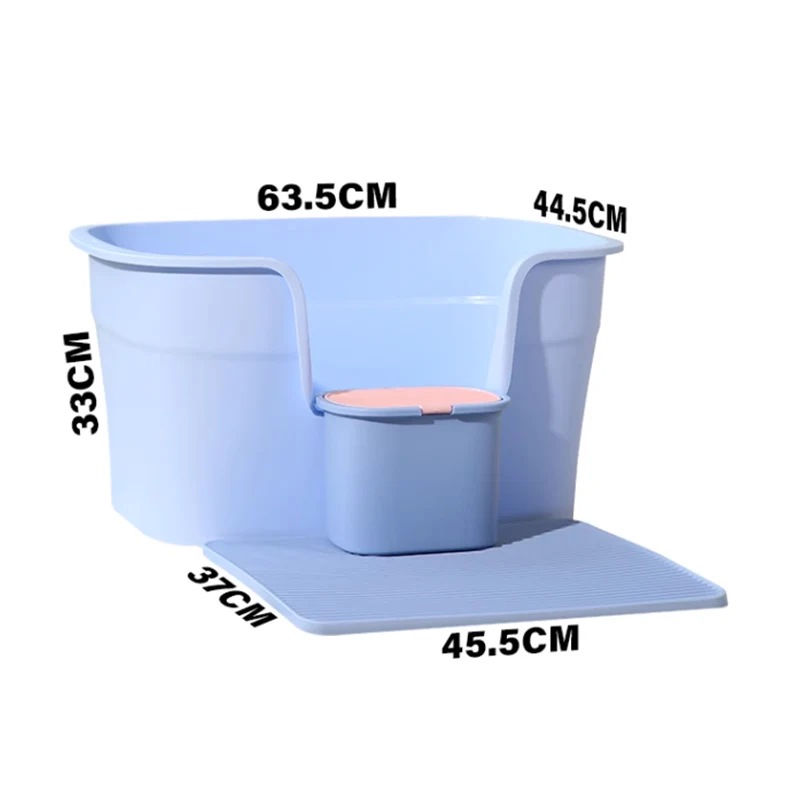 New Design Eco-friendly Durable Entrance Splash-proof Open Plastic Basin Pet Litter Box Cat Toilet Box