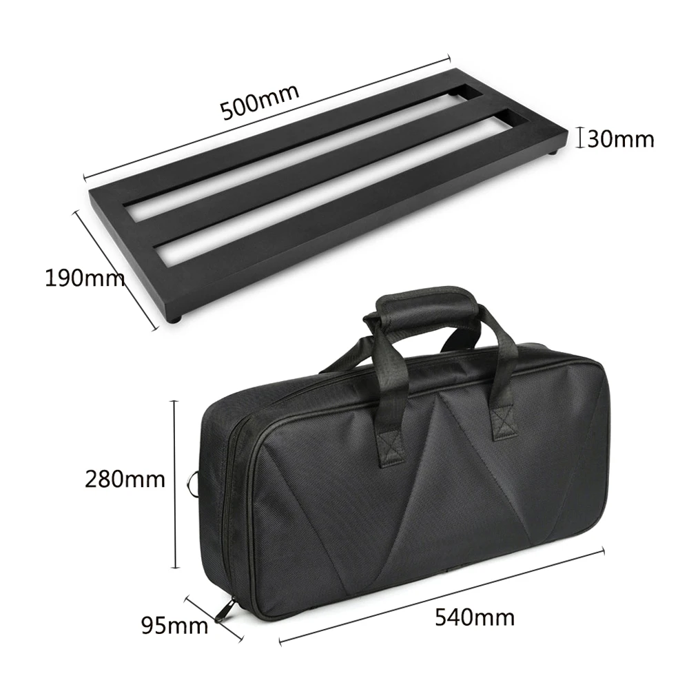 Medium Size Guitar Effect Pedal Board Aluminum Alloy Pedalboard 19.7×7.5 Inch with Carrying Bag