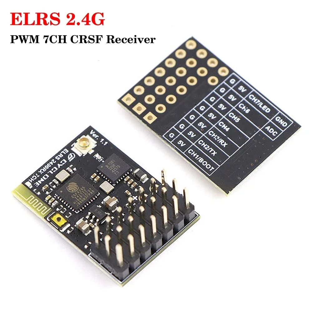 Receptor ELRS 2,4G PWM 7CH CRSF, compatible con protocolo ELRS 3,2 PWM/CRSF, antena de tubería de cobre para Dron RC FPV