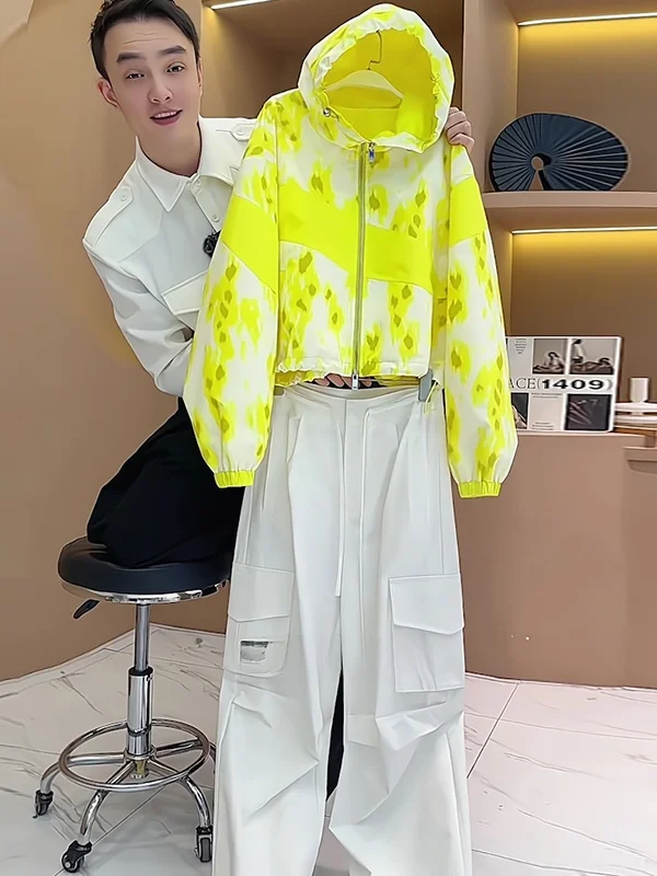 

Spring 2026 Women's Casual Sportswear Set Thin Yellow Sun Protection Jacket And Utility Pants Two-Piece Suit Fashionable And ...