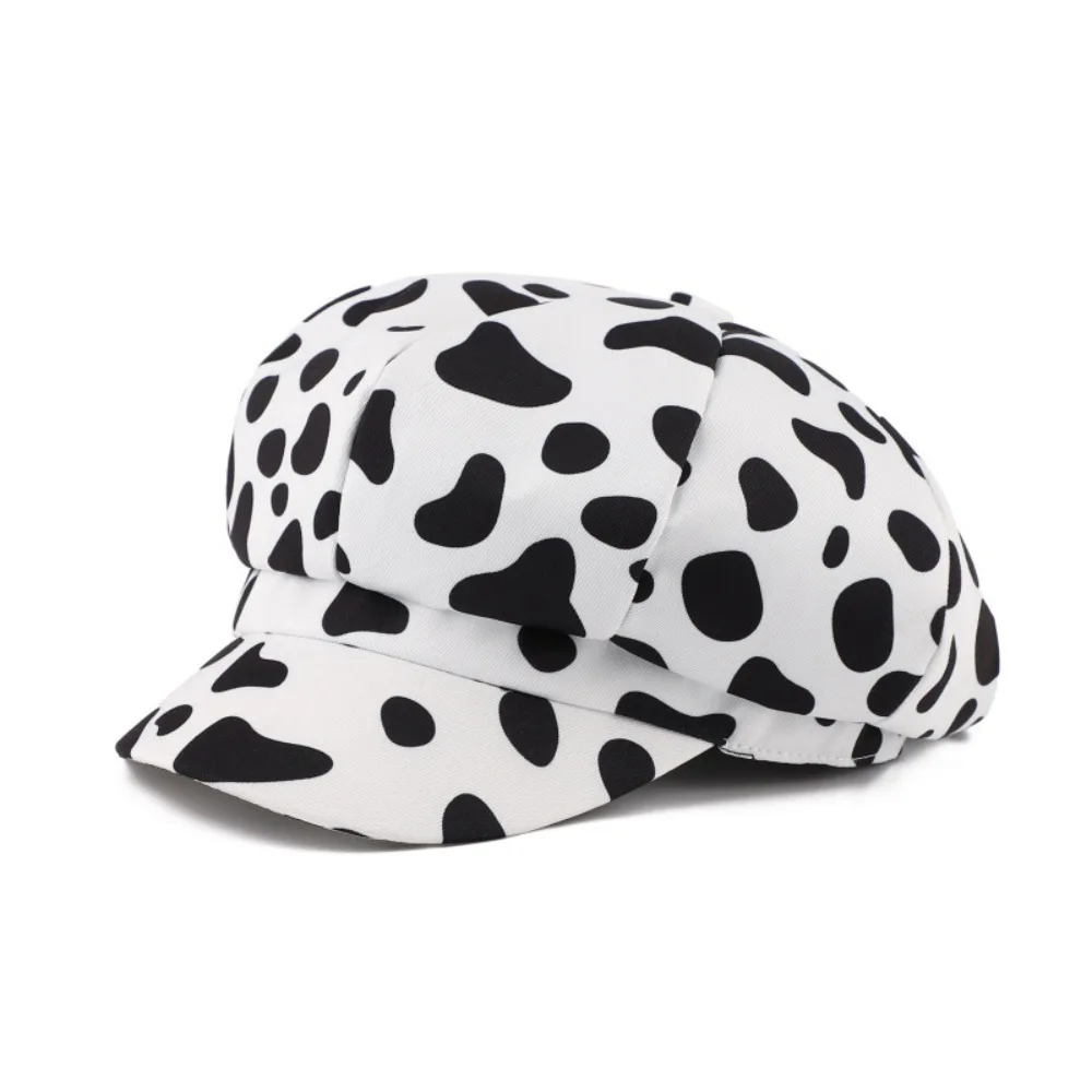 

Personality Spot Leopard Print Octagonal Hat Polyester Y2K Women Beret British Korean Style Painter Hat Outdoor