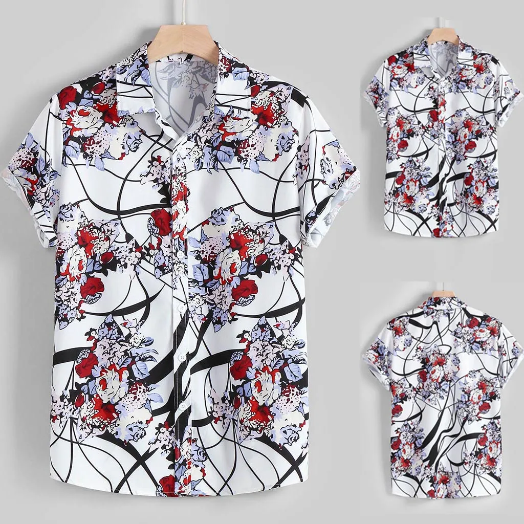 

Hawaiian Shirt Men Summer 3D Vintage Printed Shirts For Men summer Holiday Short Sleeve Beach Tops Men Breathable Clothing