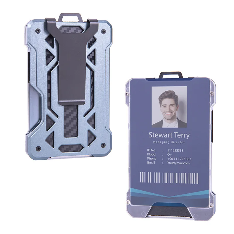 

Anti-Theft RFID Metal Card Bag Large Capacity Double Aluminum Alloy Automatic Elastic Carbon Fiber Money Clip Working Card Clip