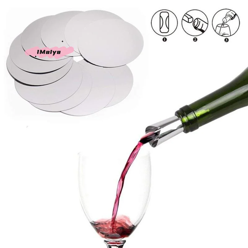 10/20Pcs Silver Foldable Wine Pourer Discs Aluminum Foil Drip-Proof Wine Pour Spout Dro-p Stop Pouring Spout for Wine Bottles