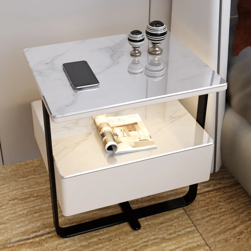 Smart Lamp Nightstand Bluetooth Wireless Charging Storage Shelf Nightstand Table Bed Side Aesthetic Mesitas De Noche Furniture