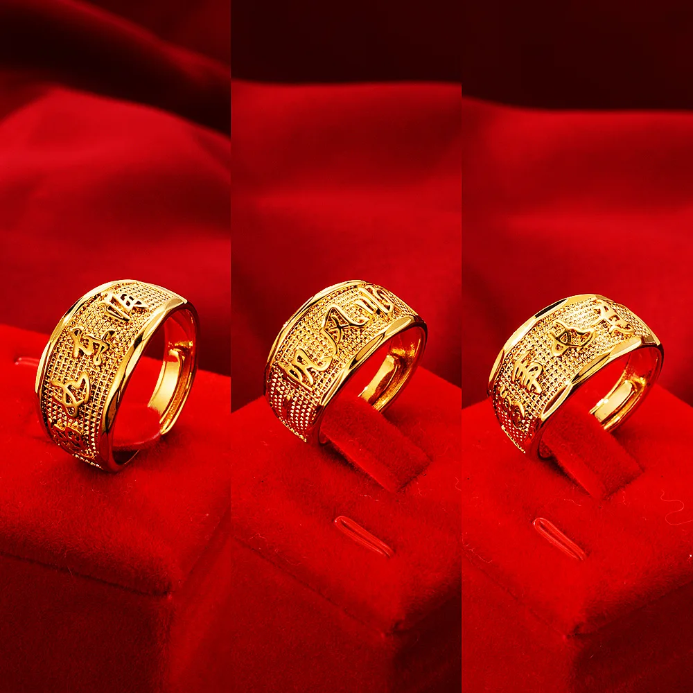 

Exquisite 9999 men's gold ring, fashionable big ring 24k real gold adjustable opening ring, gift to boyfriend