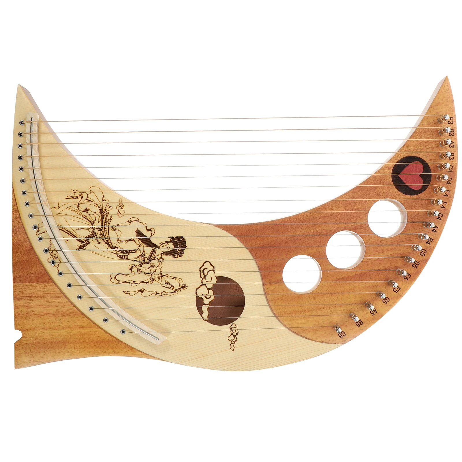 

19 String Harp Wood Lyre Harp Wood Body String Instrument Wood String Lyre Harp
