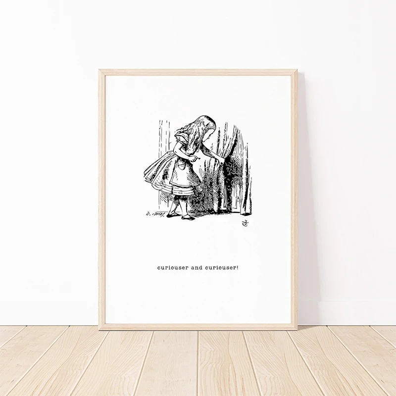 A-Alice in W-Wonderland Book Quotes Black White Posters Print Canvas Printing Modern Wall Art Picture for Living Room Home Decor