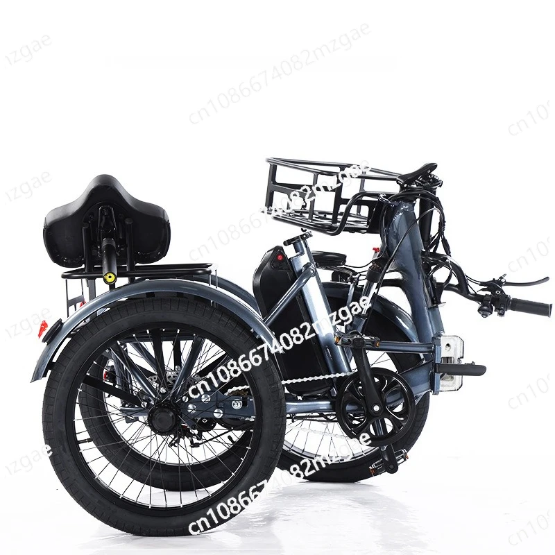 

20 Inch Folding Electric Bicycle For Adults Electric Tricycle Cargo Bike 3 Wheels Adult For The Elderly With Rear Basket