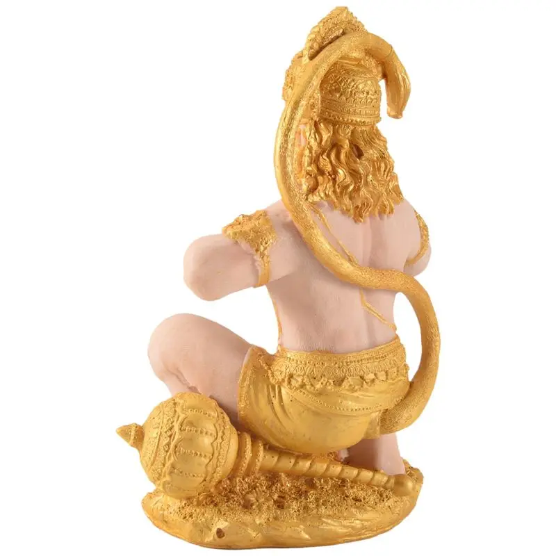 ABWZ-Gold Hanuman Statue Indian Lord Sculpture India Figurine Collection Idol Murti Pooja Sculpture For Decor Ornament