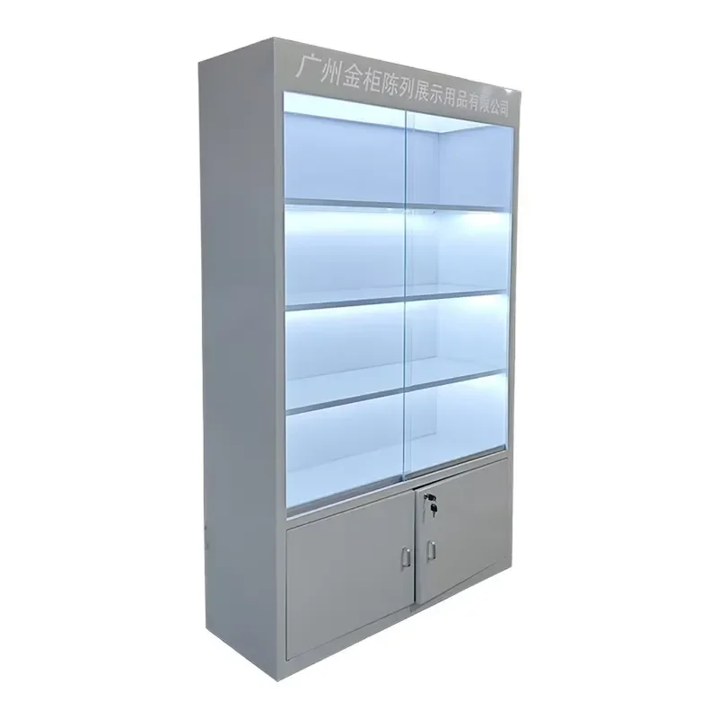 Commercial Glass Display Cabinet with Lock and Lighting Rack High Quality Factory Direct Sales for Shop Showcase Storage Unit