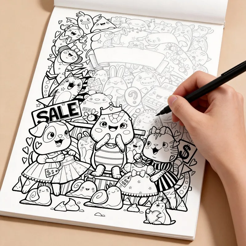 A High-definition Sketchbook, A Cartoon Graffiti Coloring Book, An Adult Stress Relief Hand Book, 24 Different Patterns
