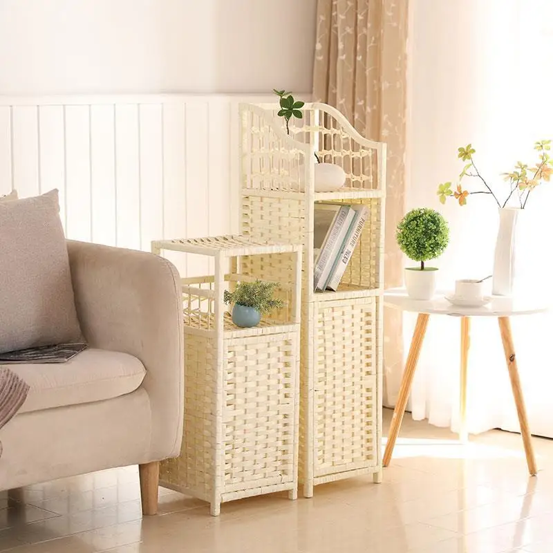 Vine woven bedside table storage rack, modern and minimalist creative storage cabinet