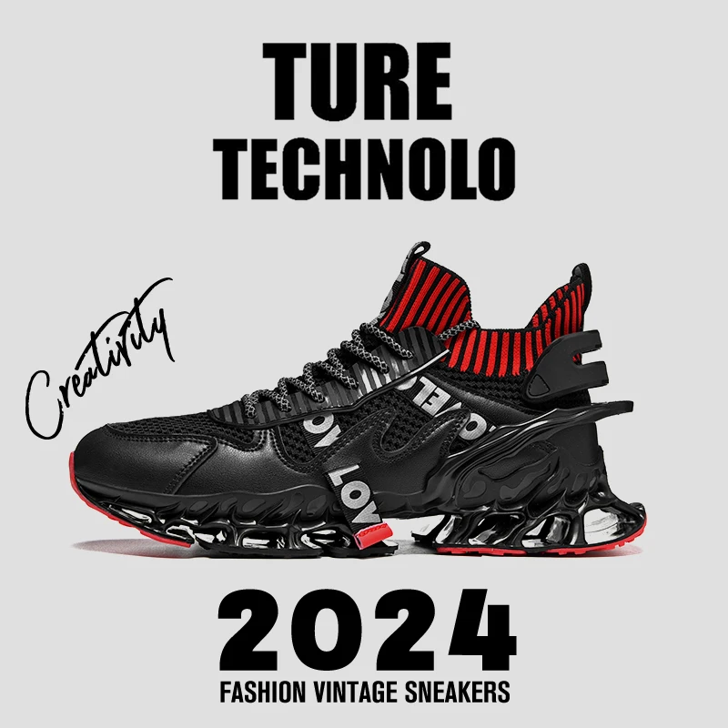 

Men's blade style sports shoes, breathable and shock-absorbing lightweight anti slip casual shoes for jogging and tennis courts