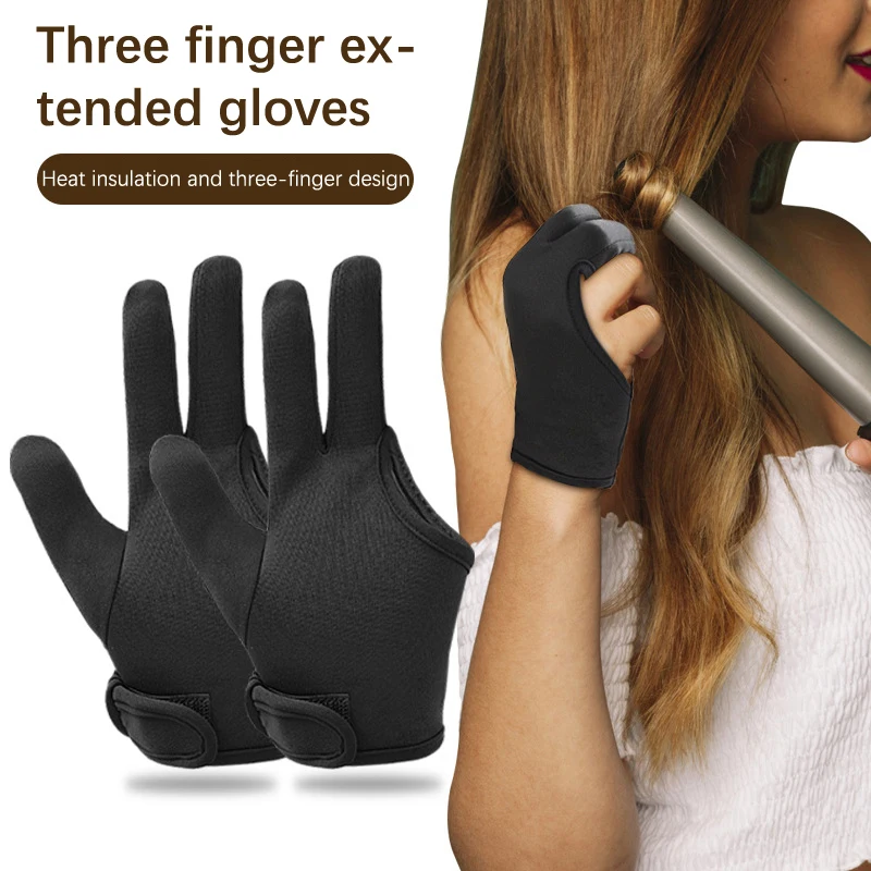 1Pcs Multifunction Heat Resistant Gloves Reusable Black Cotton Gloves Use With Curling Iron Professional Hair Styling Tool