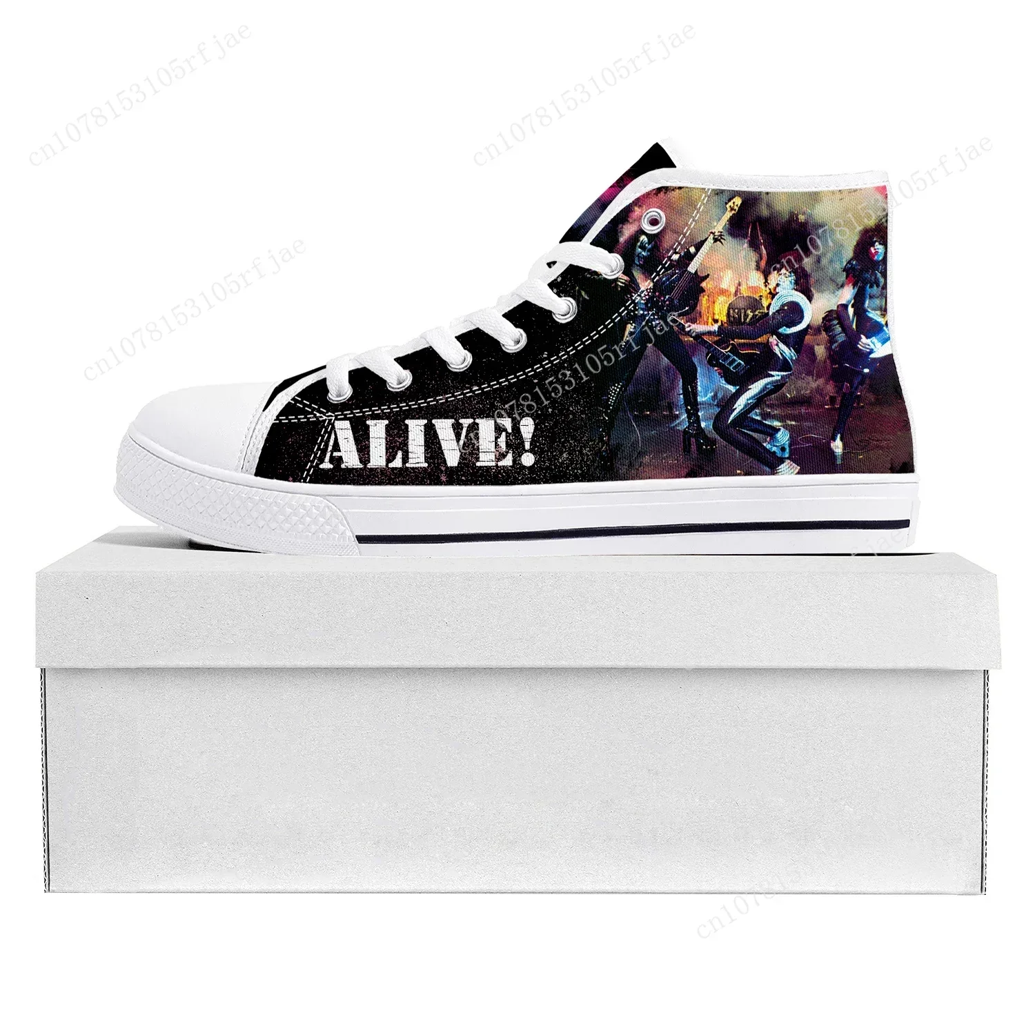 Kiss Heavy Metal Rock Band Fashion High Top High Quality Sneakers Mens Womens Teenager Canvas Sneaker Couple Shoe Custom Shoe