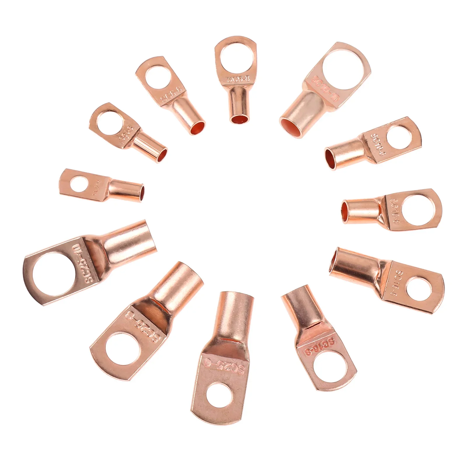 170Pcs Copper Battery Wire Lugs Eyelets Tubular Ring Terminal Connectors SC Terminals,Battery Cable Ends Assortment Kit AWG 4-12