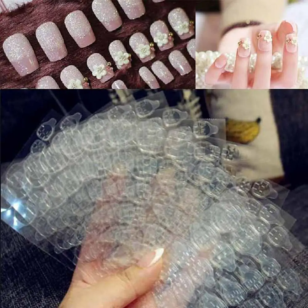 24Pcs Fake Nails Tips Double Sided False Nail Art Adhesive Tape Glue Sticker DIY Profissional Fake Press on Nails