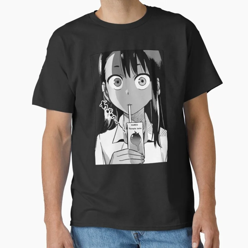 

Dont Toy With Me, Miss Nagatoro Drinking Juice Anime T shirt Large size Tops Manga Graphic Print Y2k Clothes Cartoon Tee