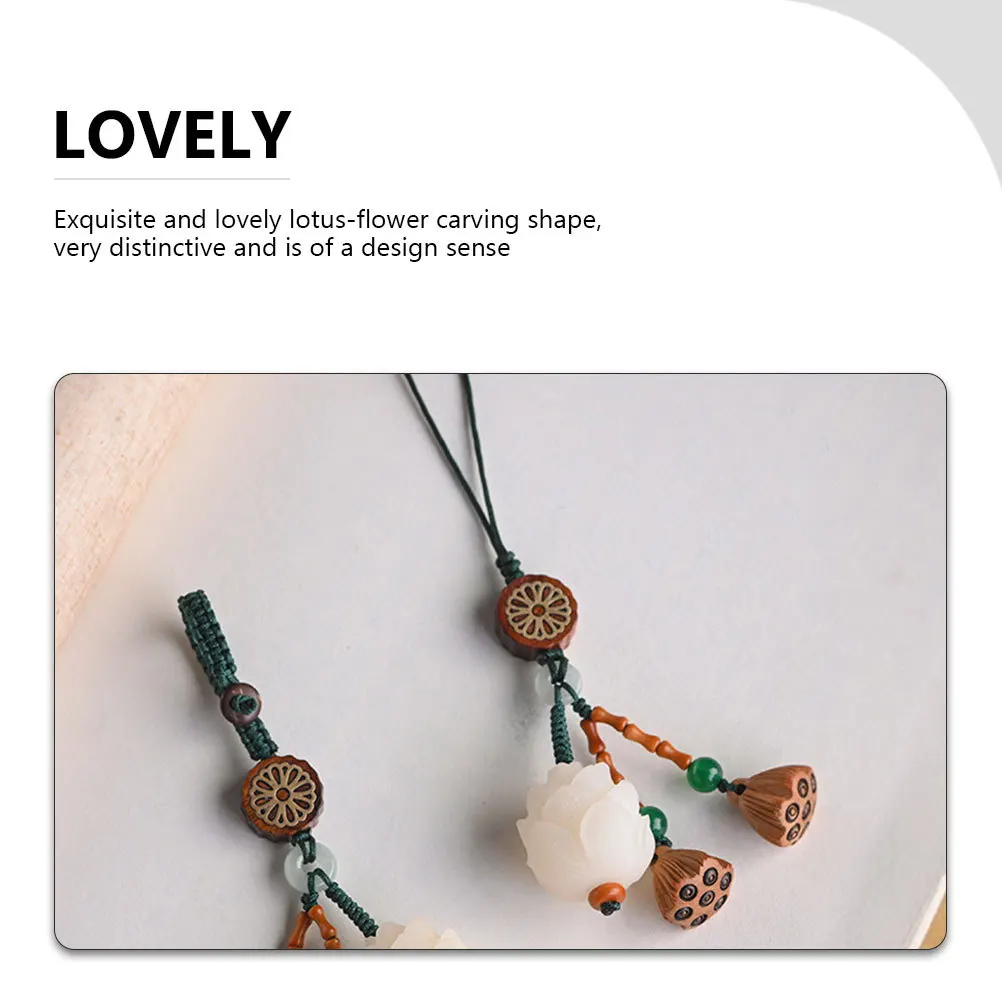 

Lotus-Flower Mobile Phone Pendant Sturdy Bodhi Pendant DIY Keychain Phone Hanging Decoration Fashionable Gift Charm