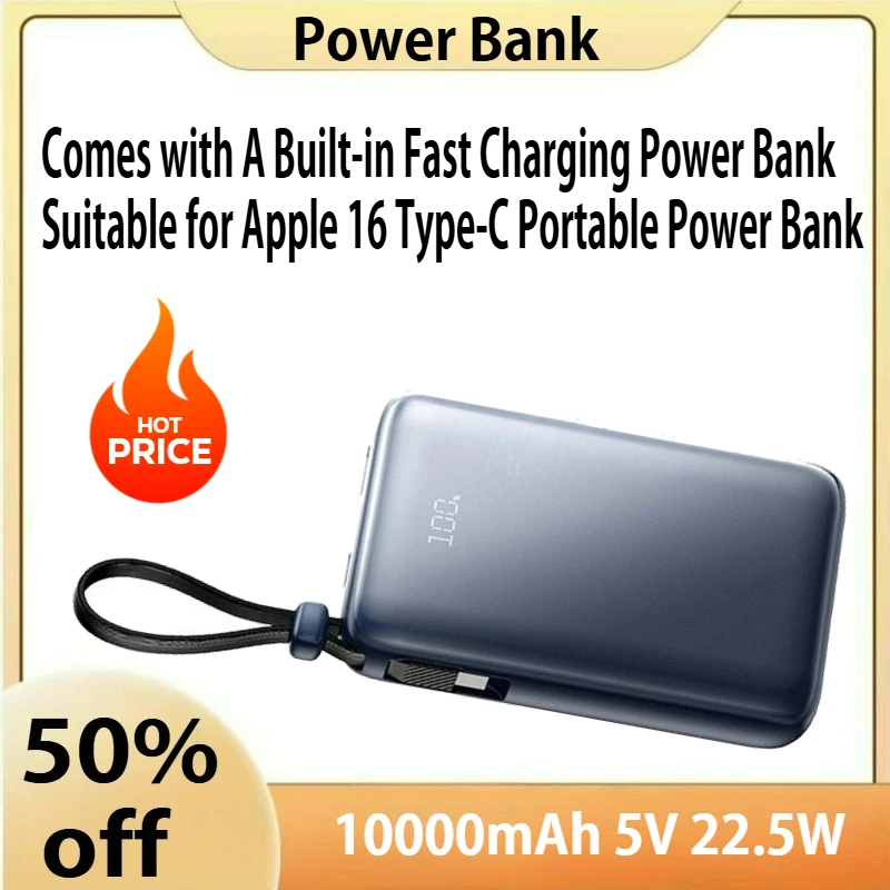 

10000mAh 5V 22.5W Comes with A Built-in Fast Charging Power Bank Suitable for Apple 16 Type-C Portable Power Bank