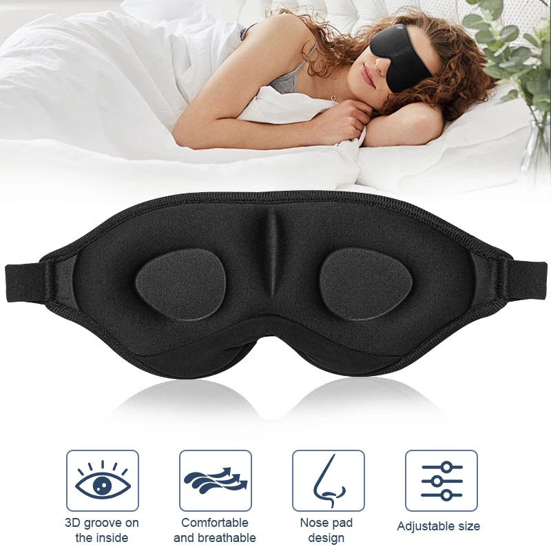 3D Contoured Cup Blindfold Help sleep Comfort Three Dimensiona Design Eyeshade 99% Blockout for Sleeping, Yoga, Traveling