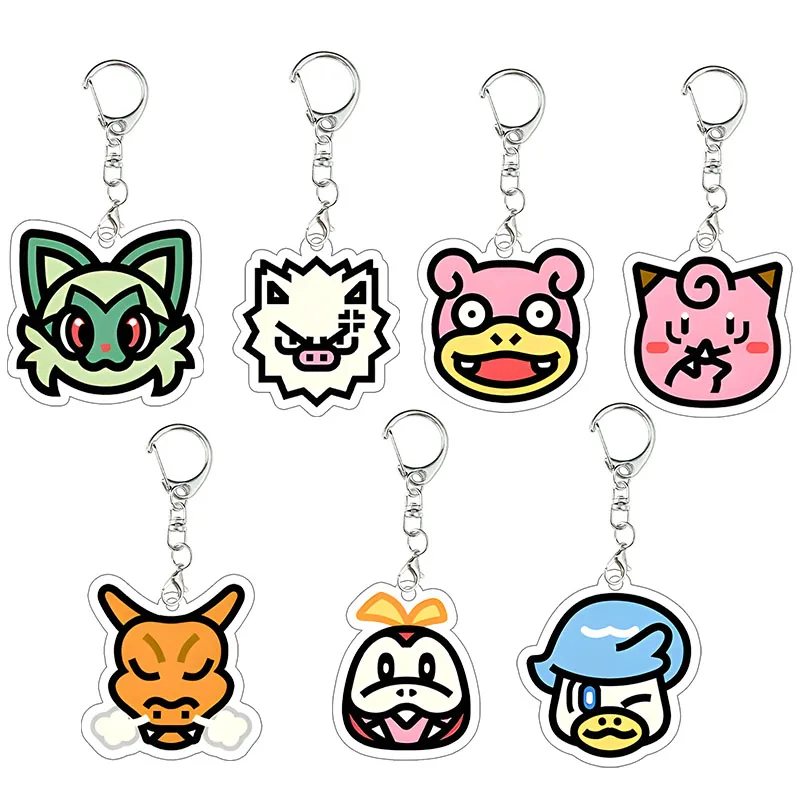 7er-Set Kawaii Charizard Acryl-Schlüsselanhänger Studenten-Spiel-Deko Mankey Sprigatito Jigglypuff Quaxly Zubehör Exquisiter Schlüsselring Geschenk