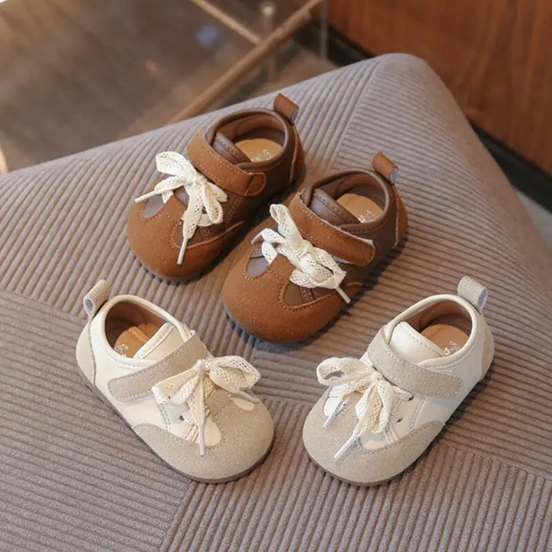 

Детские повседневные туфли в корейском стиле для девочек, мягкая подошва, для первых шагов, осенние, для малышей 2 лет, новая модель