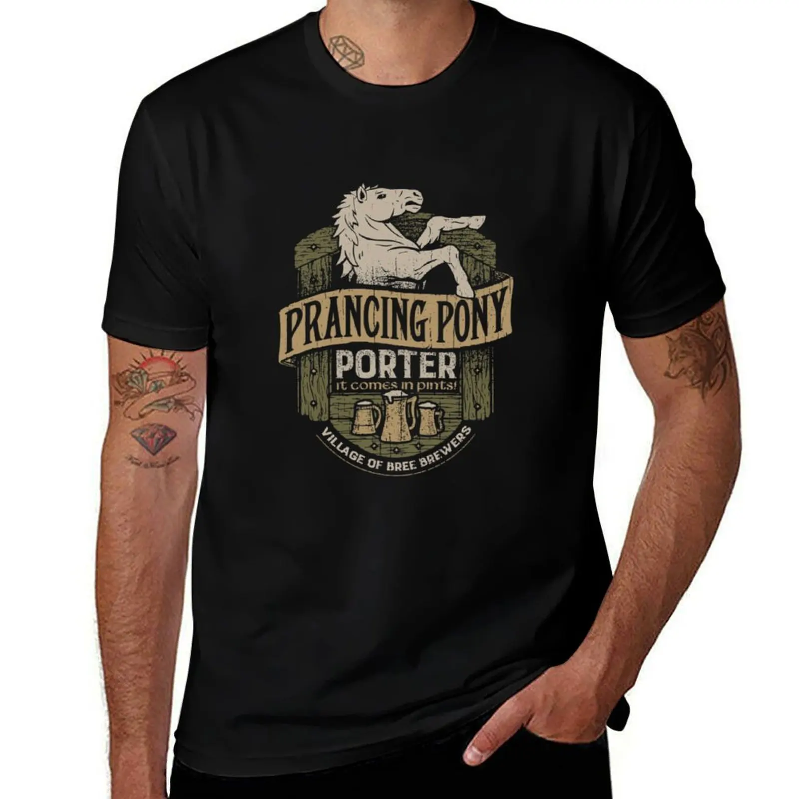 Prancing Pony Brewery Design T-Shirt Modern Print Casual T-Shirt