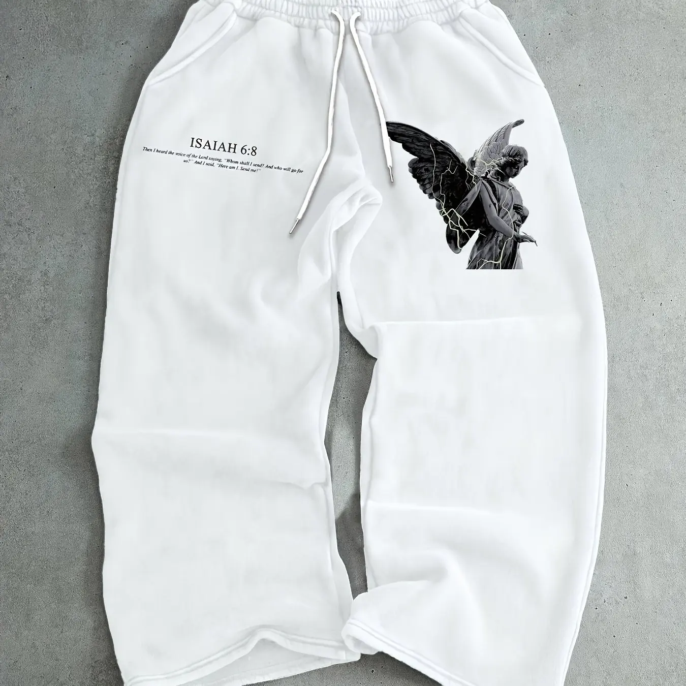 Men's Drawstring Waist Pants, Angel Printed Casual Sweatpants Suitable for Daily Wear Sports Pants Casual Pants and Sweatpants