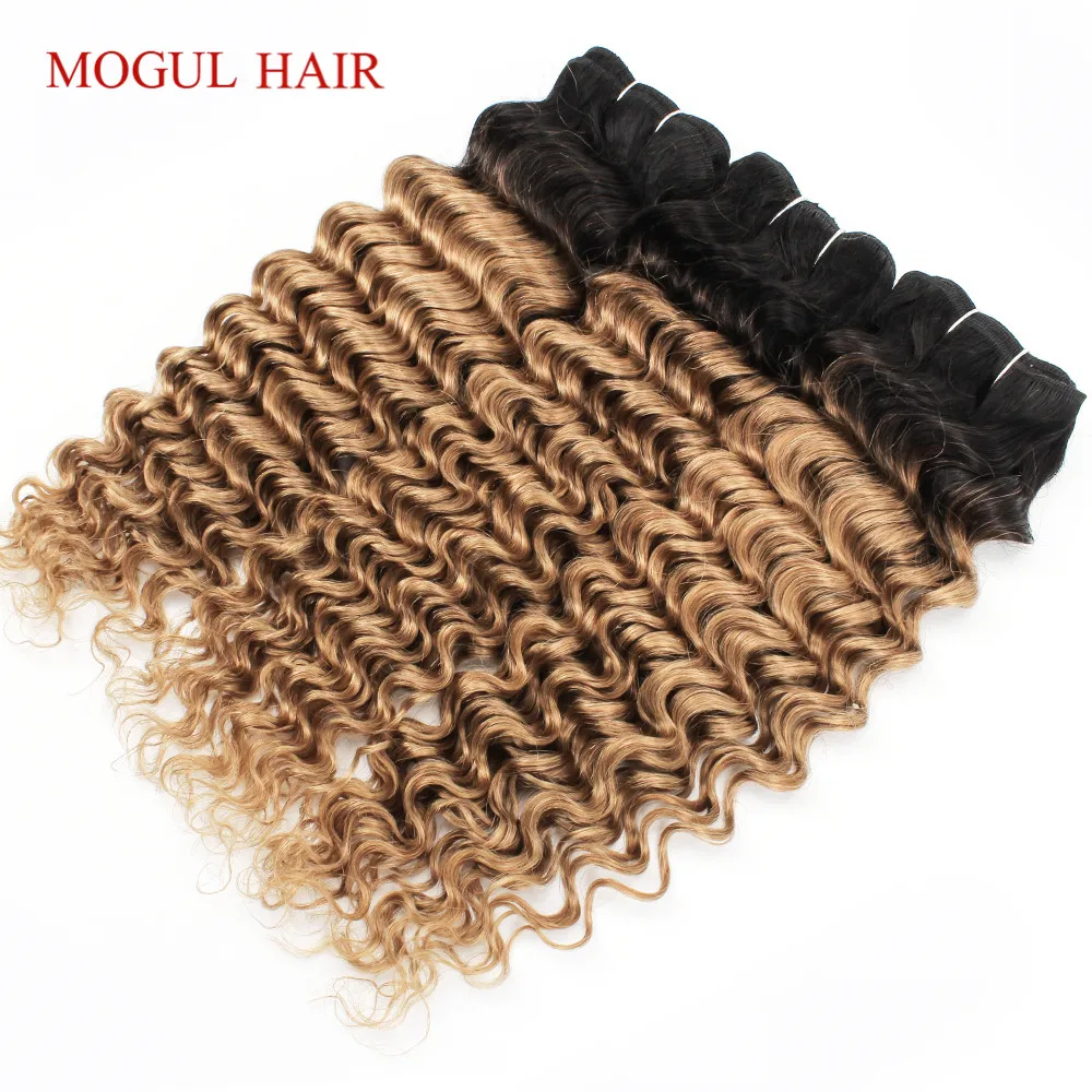 1 pacote de onda profunda tecer cabelo natural cor solta onda profunda remy extensão do cabelo humano marrom escuro ombre mel loira mogul cabelo