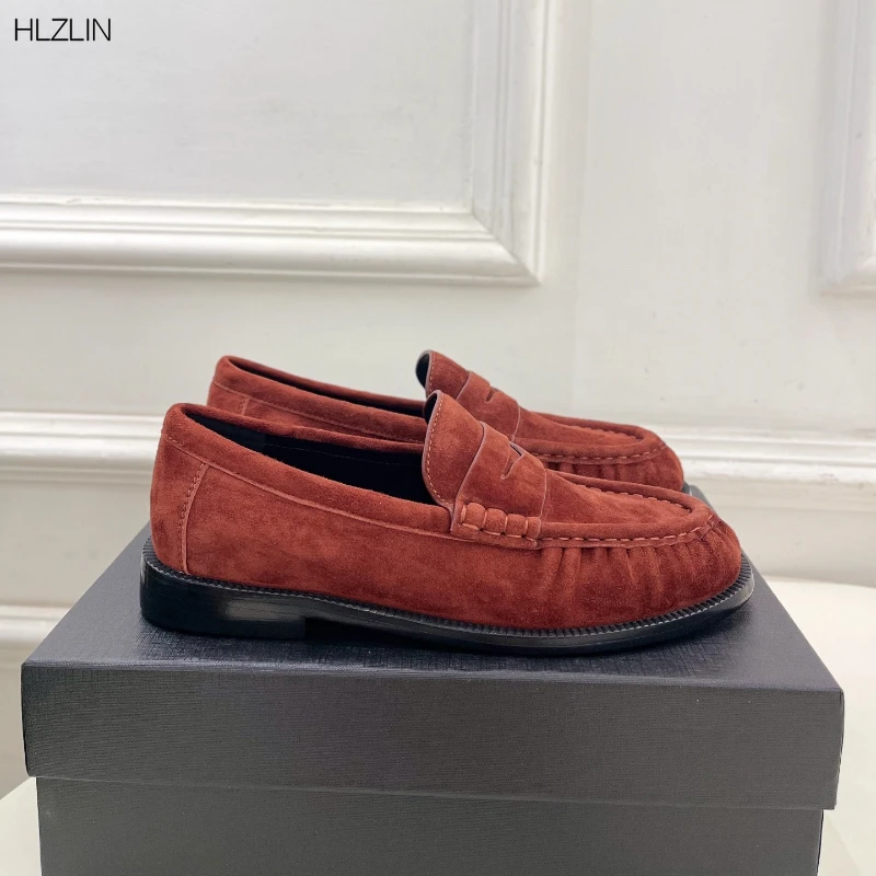 حذاء مسطح فرنسي ريترو جديد تمامًا مصنوع من جلد العجل، مع نعل جلد طبيعي للسيدات من Lofu، حذاء فردي مريح وغير رسمي