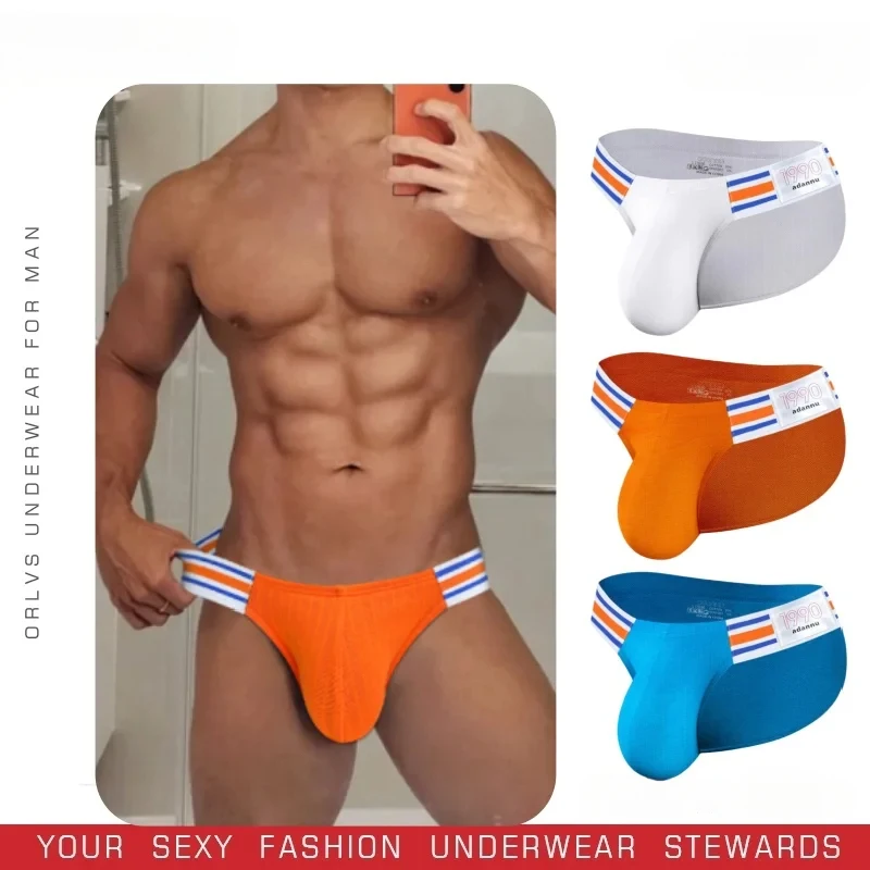 1/2/3 PCS Mens Brief Underwears Breathable Big V High Fork Triangle Pants Design Striped Elastic Band For Men Underpants