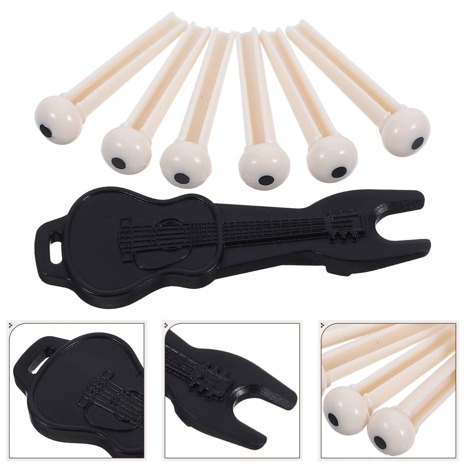 

10Sets Guitar Maintenance Tool Kit Acoustic Bridge Pins String Winder Pegs Replacement for Quick Tuning Portable Repair