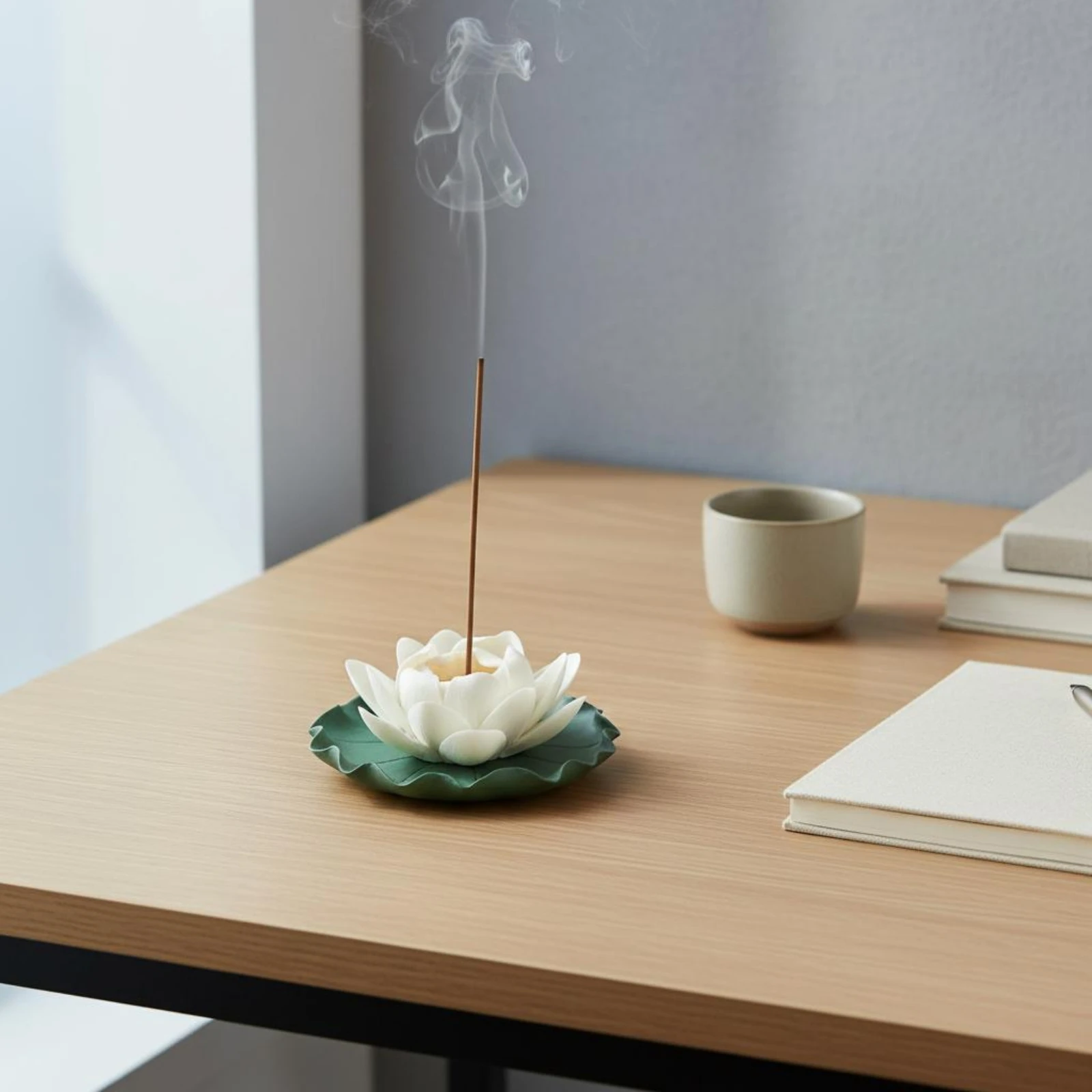 Ceramic Lotus Fragrance Holder Chinese Design Lotus Flower Fragrance Burner House Decoration for Meditation Practitioners