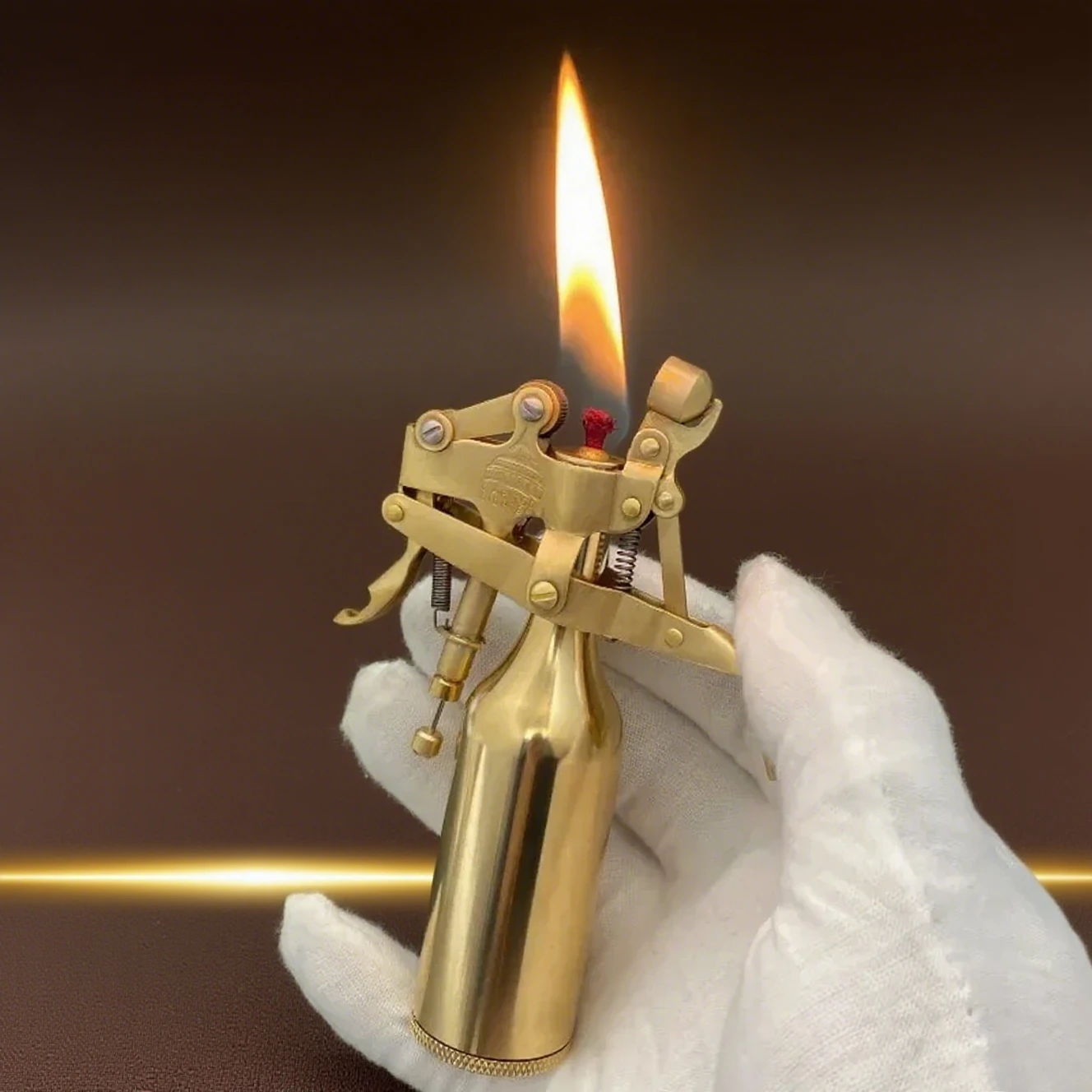 

Антикварная зажигалка, автоматическая механическая ручная настольная латунная масляная зажигалка с длительным режимом ожидания, винтажный классический подарок для курения, специальный подарок