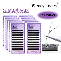 Wendy Lashes 10Pcs/Set Y Shape Lash Wholesale Hand Woven Premium 12 Lines YY Eyelash Extension Makeup Lash Supplies 0.05/0.07