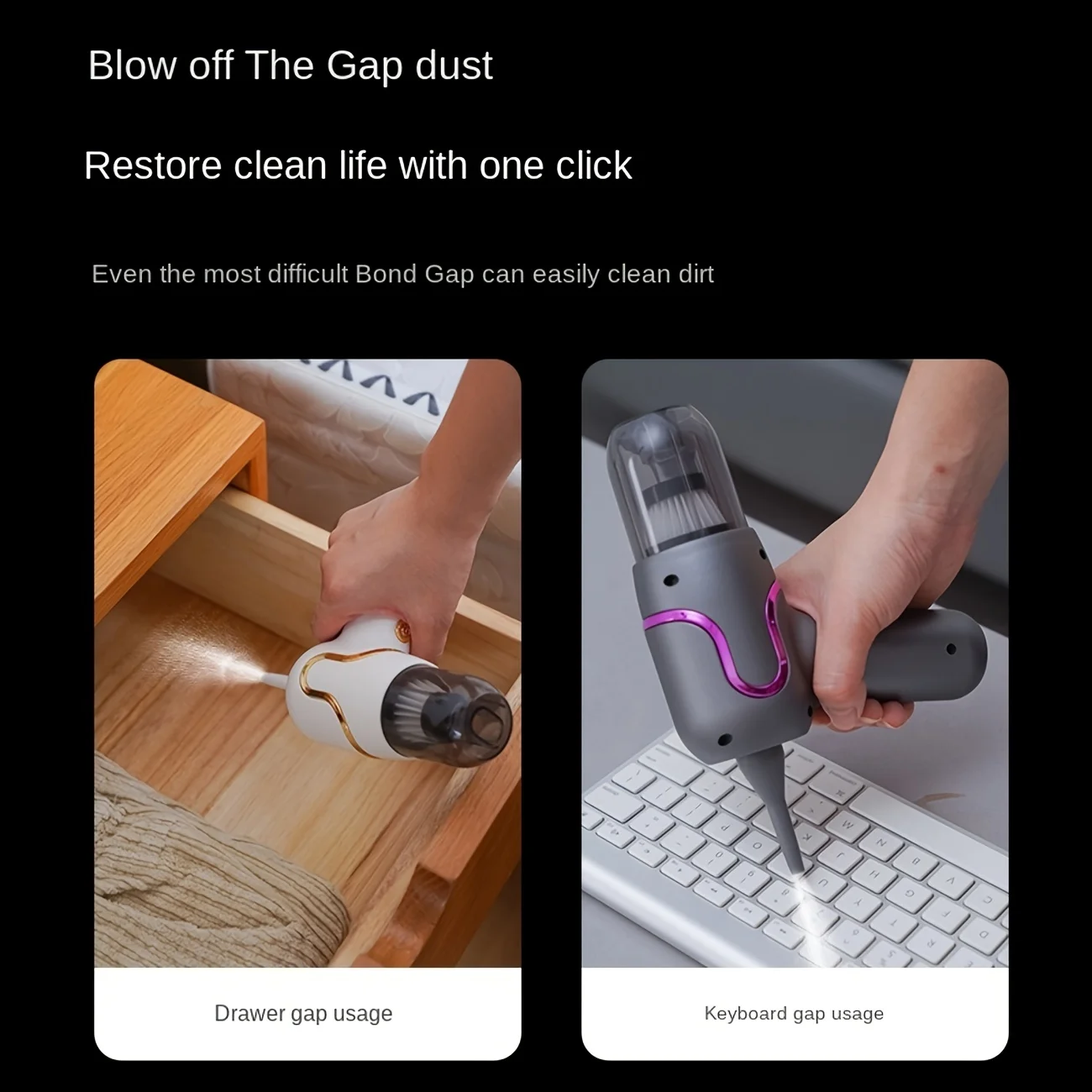 12000Pa Portable Car Vacuum Cleaner Cordless Handheld 4-in-1 Suction/Blow/Pump/Inflate Mini Vacuum for Car Home Desktop Cleaning